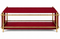 DIEZMAISON MIRA | Lüks Deri Orta Sehpa | Oxblood Kırmızı & Titanyum Gold