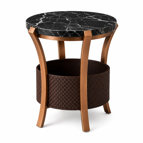 DIEZMAISON MIRA AURELLO | Luxury Leather Side Table yan sehpa köşe sehpa dergilik gazetelik