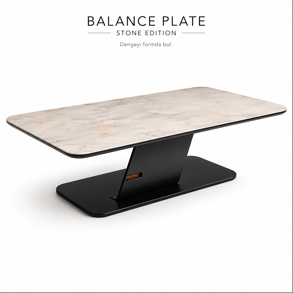 Balance Plate Stone Edition | Natural Stone & Black PVD Steel Coffee Table